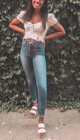 Forever 21 White Tie Up Peplum Top! Photo 0