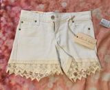 Altar'd State  Lace White Jean Denim Shorts  Photo 0