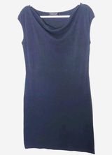 Peruvian Connection Dress Cowl Neck Sleeveless Navy Blue Womens Sz Large Office Photo 0