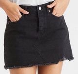 American Eagle Black Hi-Rise Festival Mini Skirt Size 0 Denim Jean Button Fly Photo 0