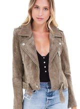 BLANK NYC  NWT Suede Moto Jacket in sand Stoner sz Small $198 MSRP 18” p2p Photo 0