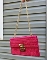 Straw Woven Purse Elegant Wallet Phone Clutch Purse Pink Photo 0