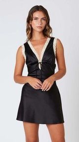 Cotton Candy LA black satin mini dress with lace Photo 0