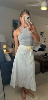 White Eyelet Midi Skirt Photo 0
