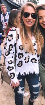 Cheetah Sweater White Size M Photo 0