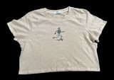 Custom Skateboarding Skeleton Cropped Tee Tan Size M Photo 0