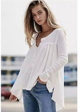 WE THE FREE PEOPLE Med Kai Baby Doll Henley Long Sleeve Thermal Tunic Ivory Photo 0