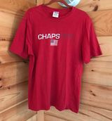 CHAPS VINTAGE RED  SCREEN PRINTED LARGE LOGO DEISGN GRAPHIC TEE Photo 0