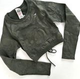 S Adapt Camo Seamless Lace Up Back Long Sleeve Crop Top Photo 0