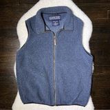 Land’s End Vintage Dark Blue Sherpa Teddy Fleece Full Zip Vest Photo 0