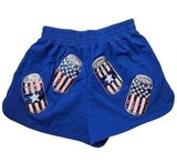 Fantastic Fawn Women's M Sequin American Beer Can Hot Pants Blue Photo 0