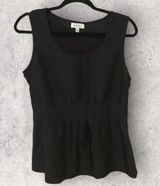 barney's new york  black silk sleeveless peplum top sz L Photo 0