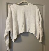 White Oversized Cropped Sweater Photo 0