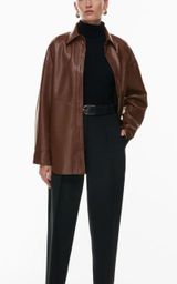 Aritzia Babaton  Brown Leather Jacket Photo 0