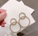Women's Sparkling Double Hoop Earrings Gold Photo 0