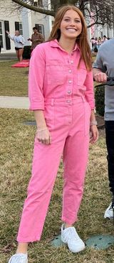 Old Navy Pink Denim Jumpsuit  Photo 0