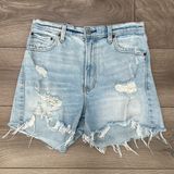 Abercrombie & Fitch High Rise 4” Distressed Stretch Blue Jeans Shorts Size 29 Photo 0