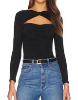 NWT Superdown Revolve Gabby Cut Out Long Sleeve Top in Black Size Small‎ Photo 0