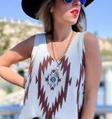 Boho Aztec Tribal Western Yellowstone Sleeveless Sweater Knit Tank Top Tunic 2XL Size XXL Photo 0