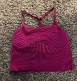 Wildberry Sonic Pink Ribbed Strappy Seamless Yoga Shelf Tank Top Photo 0