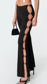 Edikted open ring hole flare knit pants black size large Photo 0