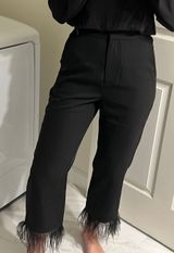 Nordstrom WAYF Black Feather Trim Pants Photo 0