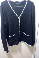 ADRIANNA PAPELL V-Neck Ottoman Stitch Sweater Size Large Photo 0