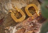 Vintage Geometric Textured Square Gold Hoop Earrings Photo 0