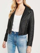 NWOT Abercrombie & Fitch black vegan leather moto jacket Photo 0