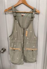 Pilcro by Anthropologie Dessa Romper Floral Embroidered Green Overalls Medium Photo 0