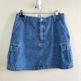 Tony Hankins Vtg 90s Denim Blue Cargo Grunge Skirt Size L Photo 0