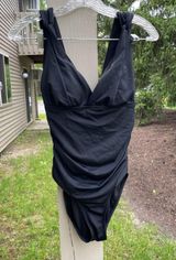 Women's and Women's Plus Plunge V Neck One Piece Swimsuit, Small Photo 0