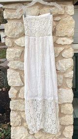 White Lace Strapless Maxi Dress Photo 0
