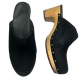 UGG Australia Women’s Black Suede & Shearling Wooden Platform Clogs sz.9 Photo 0