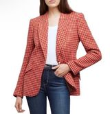 L'Agence  Chamberlain Houndstooth Blazer Jacket Fiery Red Camel Photo 0