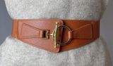 Women Faux Leather stretch waistband belt Brown Photo 0