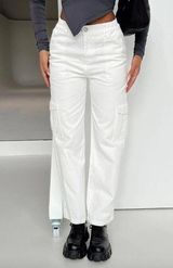 Princess Polly Pawley White Relaxed Fit Straight Leg Cargo Pants 8 Photo 0