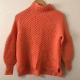 Anthropologie Bia Mock Neck Alpaca Tunic 3D Sweater in Coral Orange - Size Small Photo 0