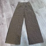 Nasty Gal Plaid Flare Leg Pants Black Brown Tan Trouser 6 High Rise Fall Autumn Photo 0