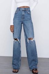 ZARA Ripped Wide Leg Jeans Photo 0