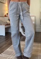 Navy blue striped linen pants  Photo 0