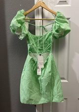 Zara gingham green structured tie up mini dress size XS NWT Photo 0