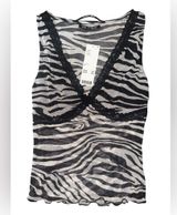 Silence + Noise Zebra Pattern Top with Black Lace. Size S. NWT Photo 0