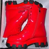 Dolls Kill Red Patent Leather Combat Boots Photo 0