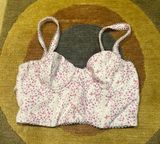 White Fox Boutique Weekend Love Bustier Corset Top Cropped Floral Pink White S Photo 0