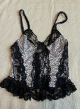 Black and white lace and leopard print cami top Y2k Multiple Size M Photo 0