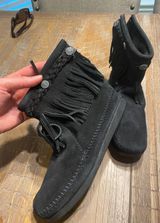 Minnetonka Black Fringe Booties Photo 0