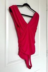 NWT -  Body Contour High Compression Thong V-Neck Bodysuit Pink Size S Photo 0