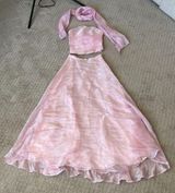 Aspeed Vintage Y2K Pink Organza Prom Dress Tube Top Maxi Skirt Scarf Diamante Detail XS Photo 0