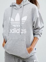 Adidas Grey Logo Hoodie Photo 0